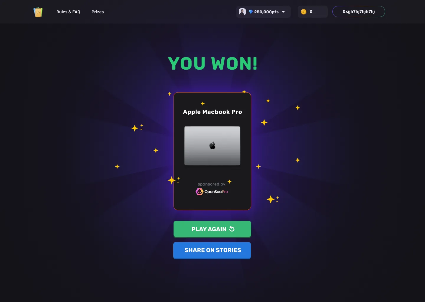 Prize reveal moment exploration