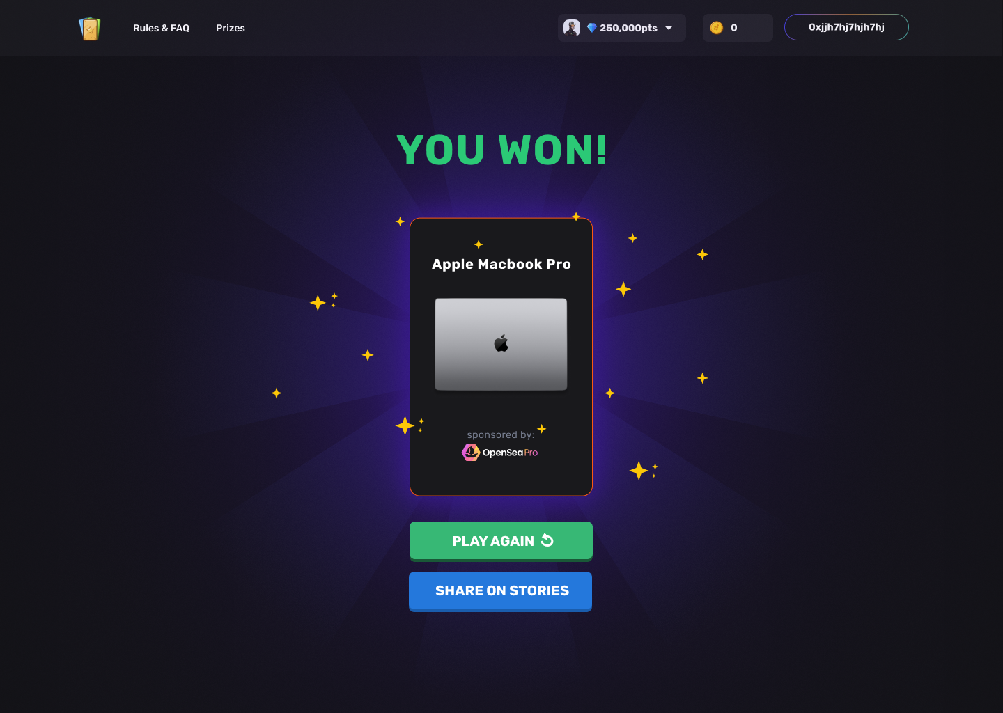 Prize reveal moment exploration